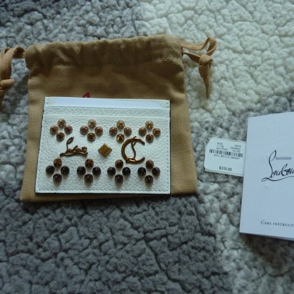 CHRISTIAN LOUBOUTIN Kios Studded Leather Card Case - Picture 1 of 9